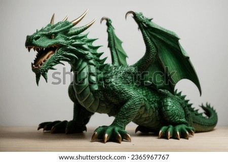 green realistic dragon on a minimalistic background