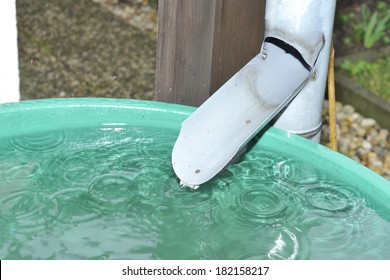 Green Recovery Of Rainwater In A Garden.