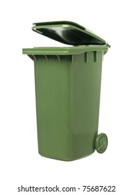 Green Recycling Bin Isolated On White Background