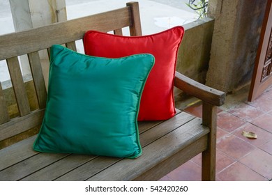 green and red pillow