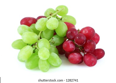 Green And Red Seedless Grapes.