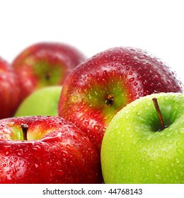 Green And Red Wet Apples