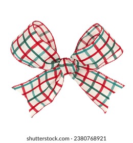 Green, red and white check Christmas gift bow isolated on a white background - Powered by Shutterstock