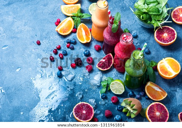 Download Green Red Yellow Smoothie Bottles Berries Stock Photo Edit Now 1311961814 Yellowimages Mockups