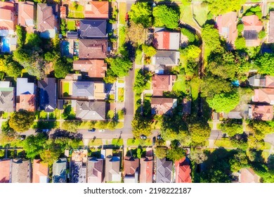 Green Residential Quiet Suburbs Of Sydney Lower North Shore - Chatswood In Aerial Top Down View.