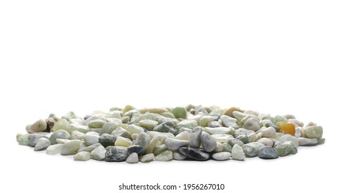 Green Rocks, Stone Pile Isolated On White Background