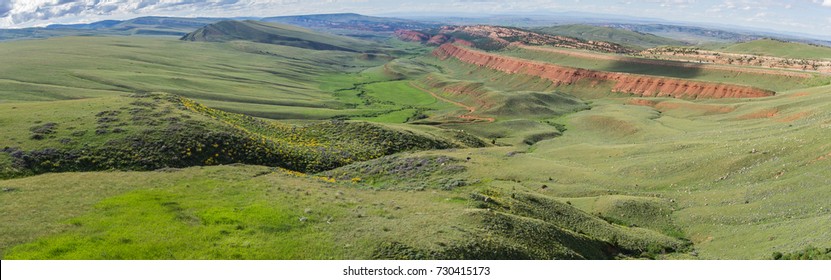 Green Rolling Hills In The Central Plains Of Western Wyoming.