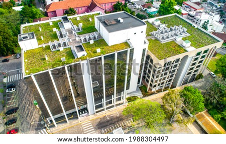 The green roof in the top of building