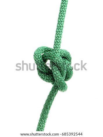 green rope with knob isolated on white background