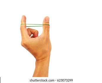 Green Rubber Band In Hand.