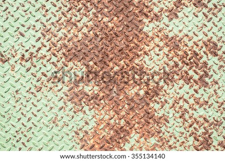 Green and rusty plate with punched pattern as background