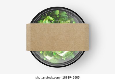 Green Salad Food Container With Cover Sticker Mockup