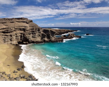 Green Sand Beach On Big Island, Hawaii