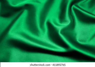 Green Satin Fabric As Background