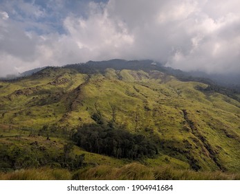 A Green Savanah Hill On The Land Of Java, Indonesia