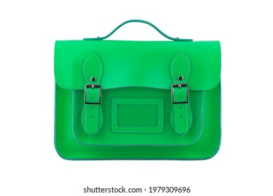 Green School Satchel Isolated On A White Background
