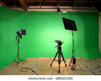 Green Screen Sound Stage Lights Camera