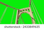 Green screen view of the yellow Rachel Carson 9th Street Bridge over the Allegheny River in downtown Pittsburgh, Pennsylvania on a summer