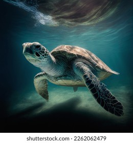 green sea turtle close up over coral reef in hawaii - Powered by Shutterstock