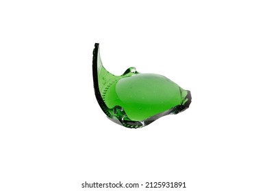 Green Shard Glass Isolated On White Background. High Quality Photo