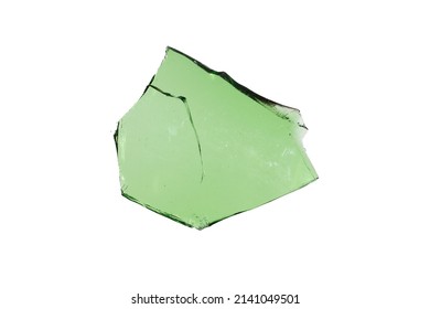 Green Shard Glass Isolated On White Background. High Quality Photo