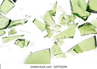 Green Shards Of Glass Isolated On White