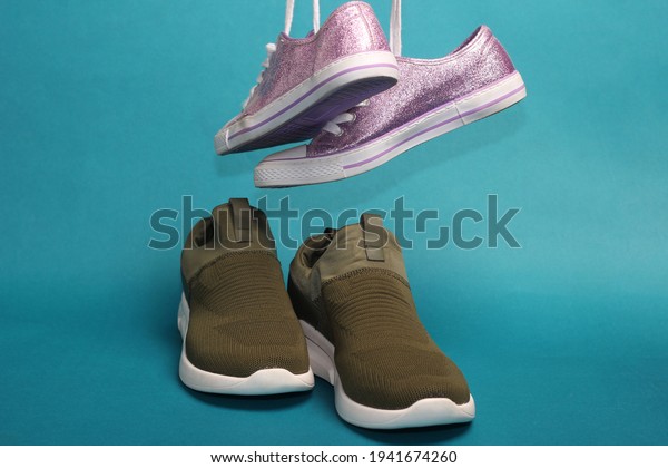Green Shoes Pink Shoes Photography On Stock Photo (Edit Now) 1941674260