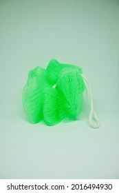 Green Shower Scrubber On White Background 