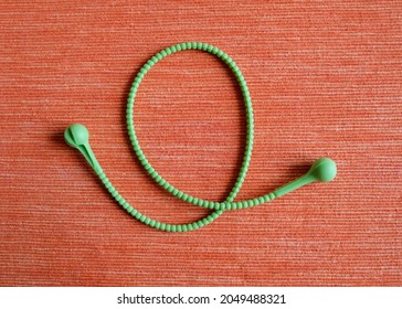 Green Silicone Cord For Fasteners. Ribbon For Pulling Bouquets.