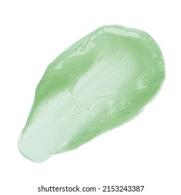 Green skincare gel jelly smear smudge with bubbles isolated on white background top view - Shutterstock ID 2153243387
