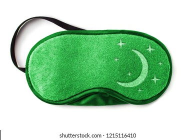 Green Sleeping Eye Mask, Isolated On White Background