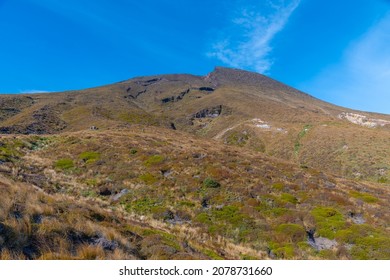 Green Slope Of Mount Tongariro At New Zealand