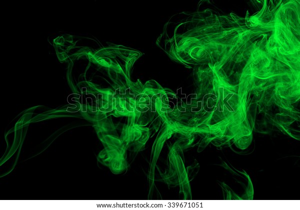 Green Smoke Abstract On Black Background Stock Photo (Edit Now) 339671051