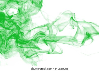 Green Smoke Abstract On White Background