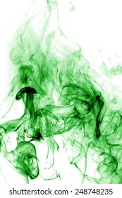 Green Smoke On White Background.