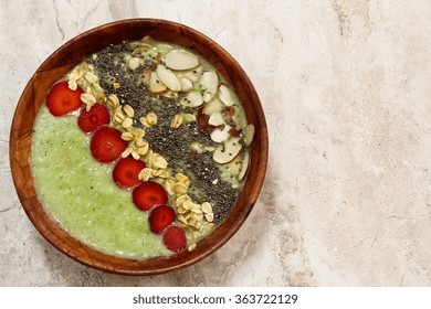 Green Smoothie Breakfast Bowl Top Down View