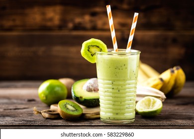 green smoothie kiwi banana and avocado, healthy eating, superfood - Powered by Shutterstock