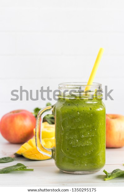 Download Green Smoothie Mason Jar Yellow Straw Stock Photo Edit Now 1350295175 PSD Mockup Templates