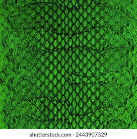 Green snake skin texture, as background. Natural reptile leather. Python leather.