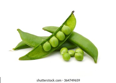 Green Snap Peas Isolated On White 