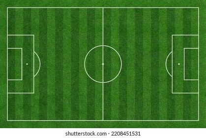Green Soccer Field or Football Field Top View with Realistic Grass Texture and Mowing Pattern, Realistic Football Pitch - Shutterstock ID 2208451531