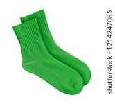 Green socks on an isolated white background