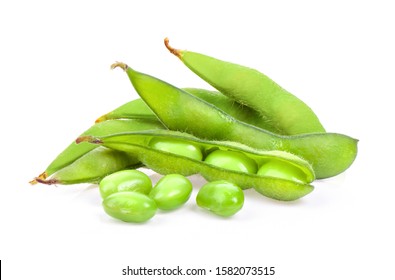  Green Soy Beans Isolated On White Background