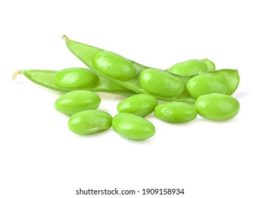 Green Soy Beans Isolated On White Background.