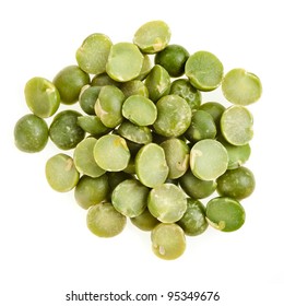 Green Split Peas Isolated On White Background