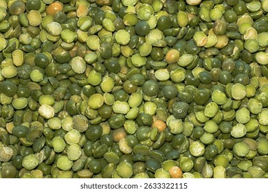 Green Split Peas Texture Full Frame Background – Dried Legumes for Healthy Eating and Vegan Diet