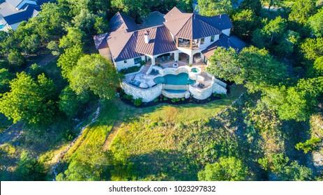 Green Spring Summer Luxury Mansion On Large Lot Of Land With Texas Hill Country Landscape And Surrounding Green Surroundings Of The Ranch Country Home With Infinity Pool And Wealthy Real Estate Living