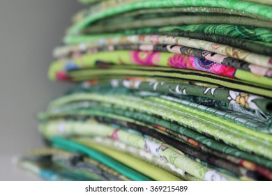 Green Stack of Fabrics