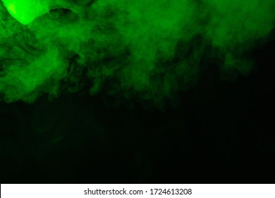 Green Steam On A Black Background. Copy Space.