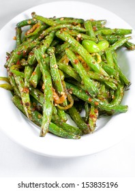 Green String Beans Chinese Dish With Spices